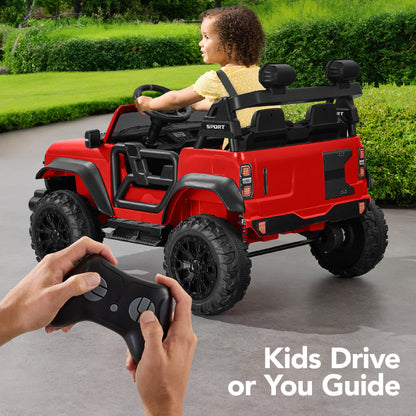 24V 2-Seater Electric Ride-On Car Truck w/ Parent Control, Bluetooth
