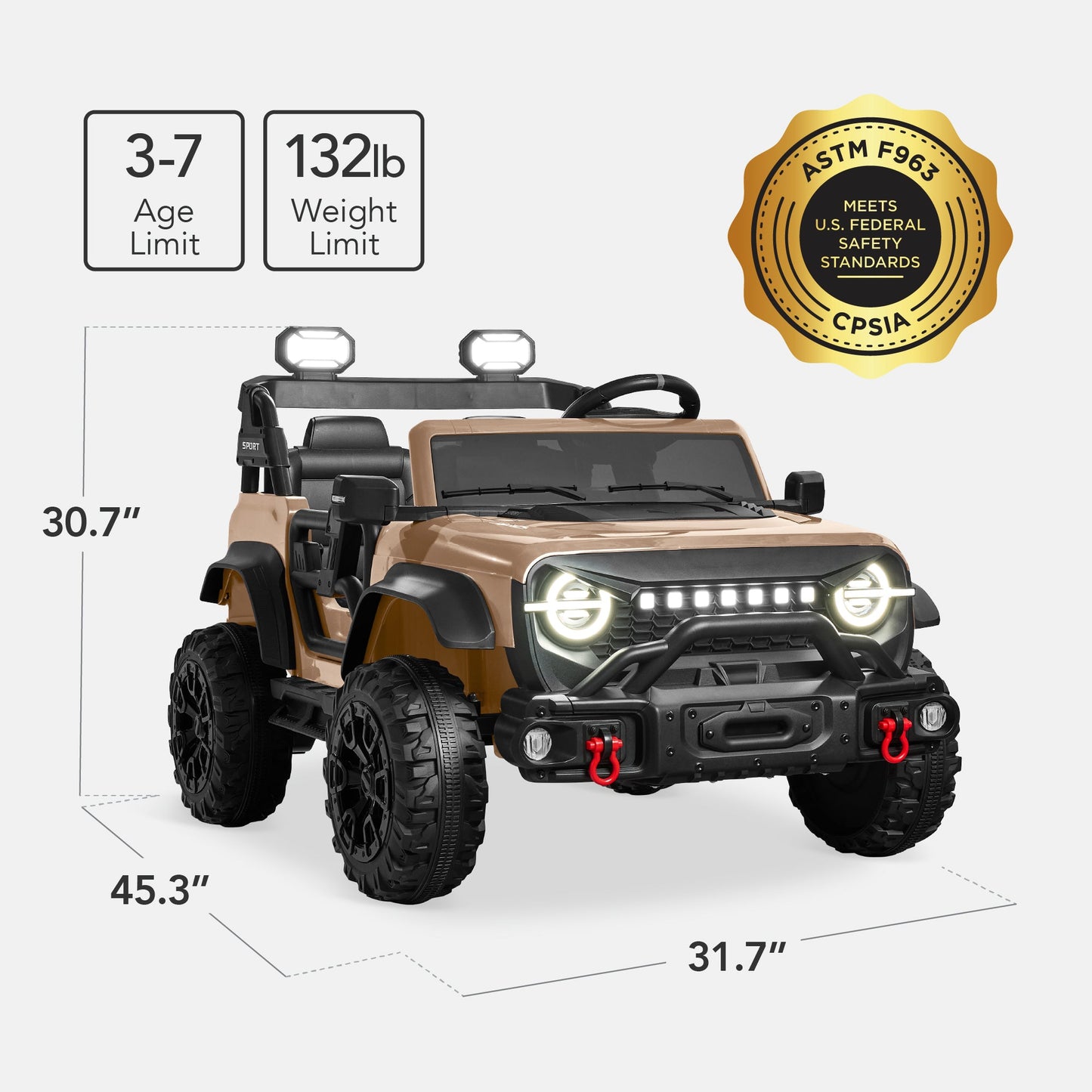24V 2-Seater Electric Ride-On Car Truck w/ Parent Control, Bluetooth