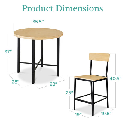 5-Piece Modern Round Counter Height Dining Set w/ 4 Chairs