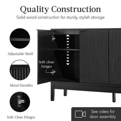 4-Door Reeded Storage Cabinet, Accent Furniture, Sideboard
