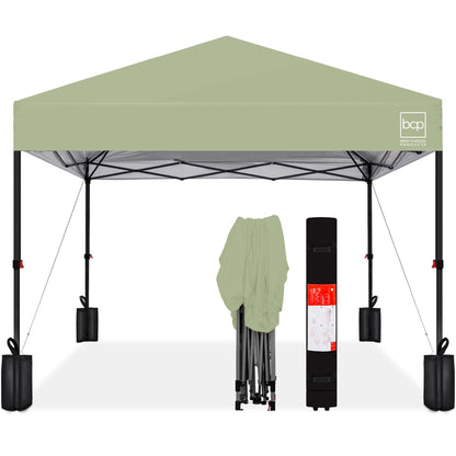 One-Person Setup Instant Pop Up Canopy w/ Case, 4 Weight Bags - 10x10ft