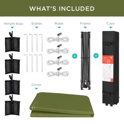 One-Person Setup Instant Pop Up Canopy w/ Case, 4 Weight Bags - 10x10ft