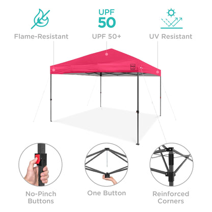 One-Person Setup Instant Pop Up Canopy w/ Case, 4 Weight Bags - 10x10ft