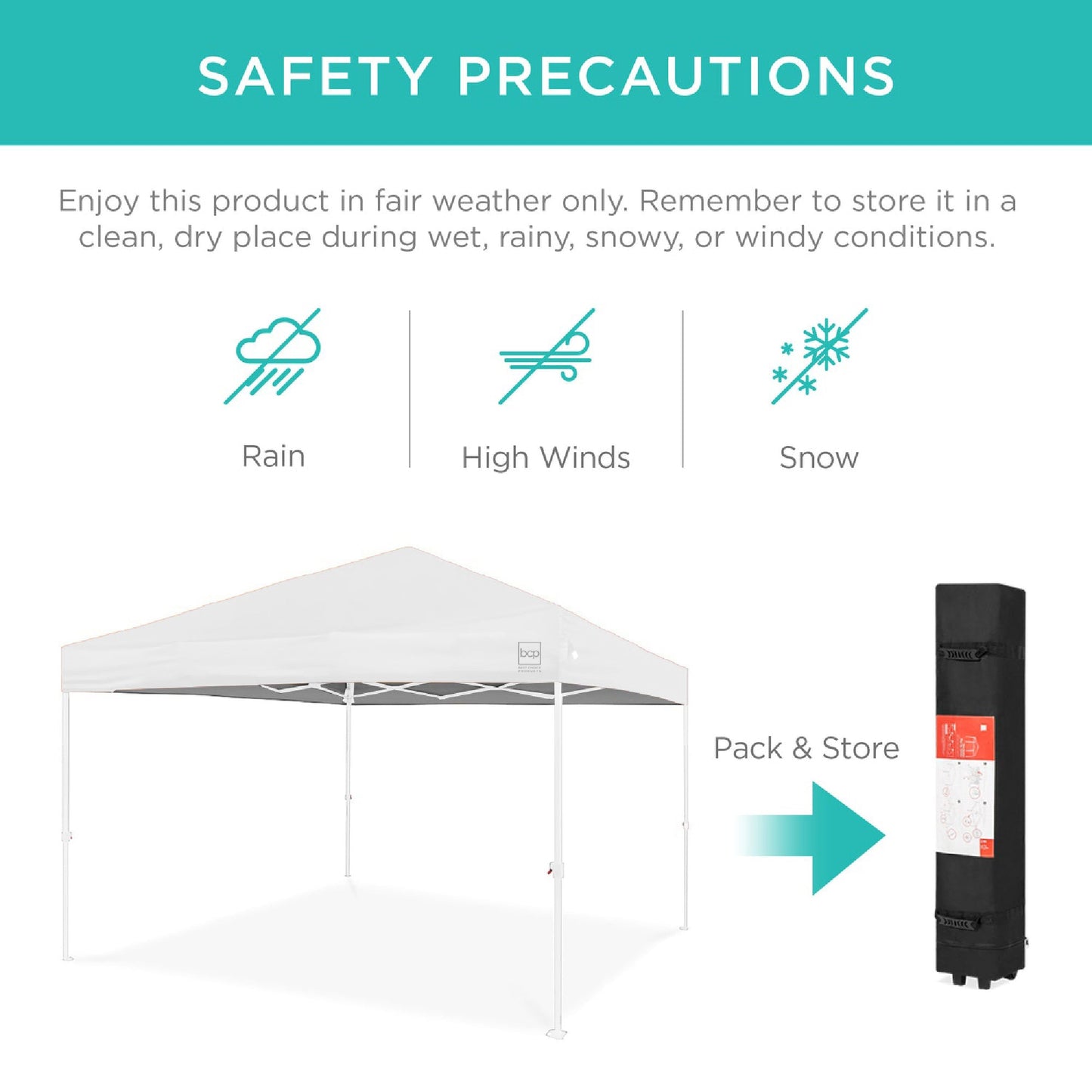 One-Person Setup Instant Pop Up Canopy w/ Case, 4 Weight Bags - 10x10ft