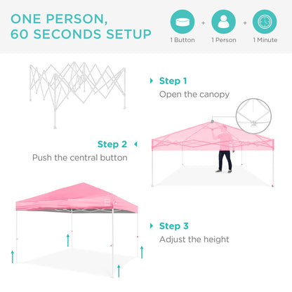 One-Person Setup Instant Pop Up Canopy w/ Case, 4 Weight Bags - 10x10ft