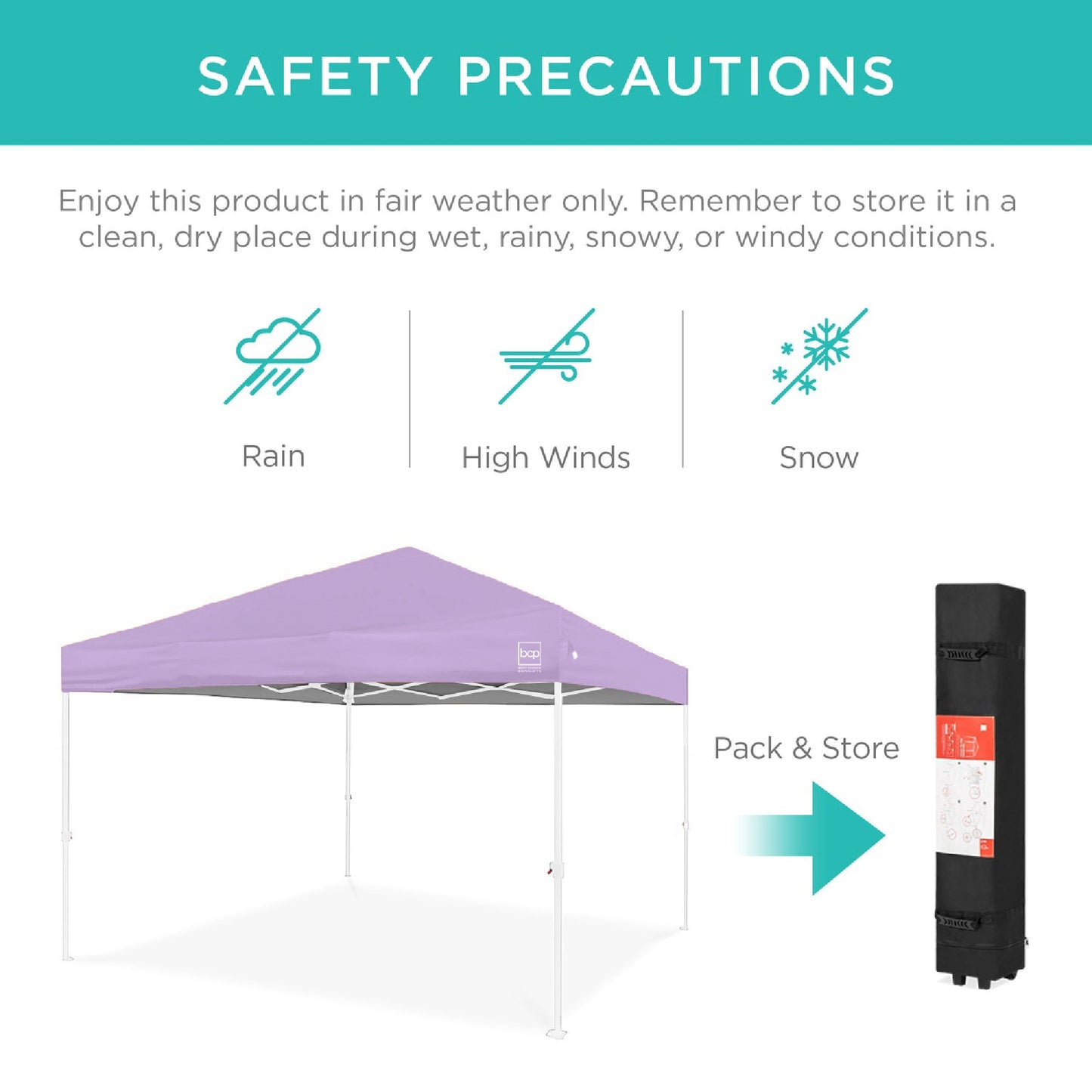 One-Person Setup Instant Pop Up Canopy w/ Case, 4 Weight Bags - 10x10ft