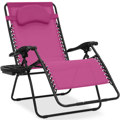 Oversized Reclining Zero Gravity Chair Lounger w/ Cup Holder, Pillow
