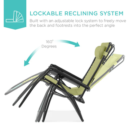 Folding Zero Gravity Recliner Patio Lounge Chair w/ Canopy, Side Tray