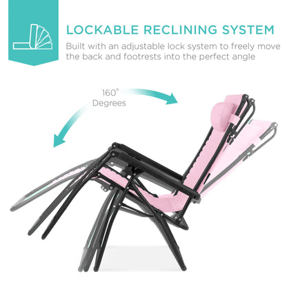 Folding Zero Gravity Recliner Patio Lounge Chair w/ Canopy, Side Tray